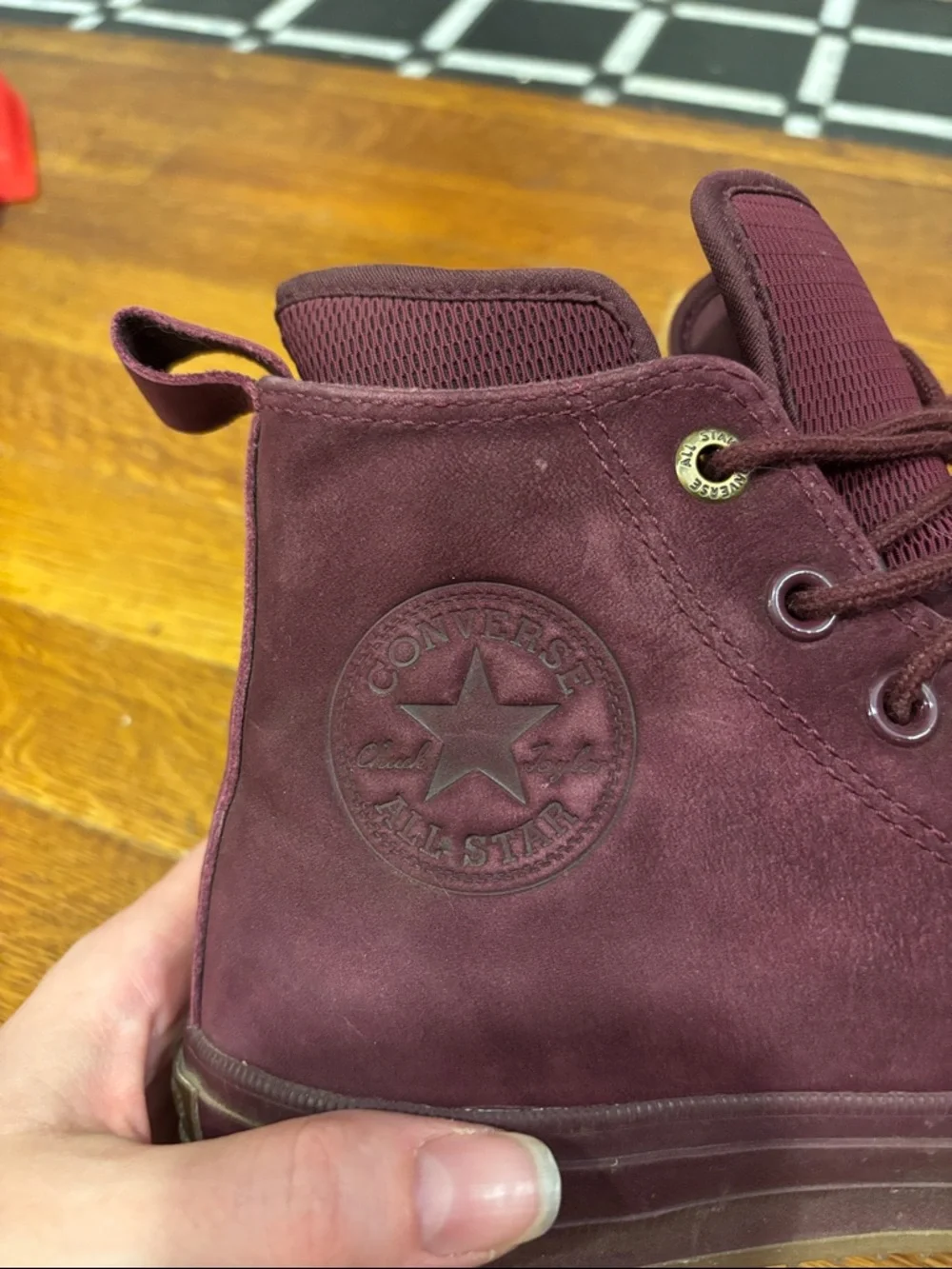 Converse Women's High Top Sneakers - Plum/Burgundy Suede - Picture 4 of 8